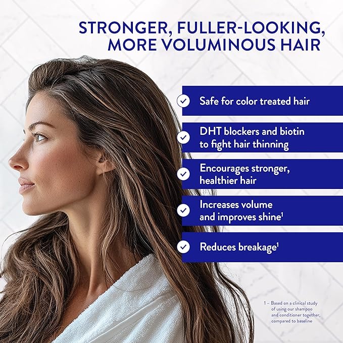 Routine Wellness Anti-Thinning Volumizing Shampoo and Conditioner Set for Thinning Hair & Hair Loss - Grow Your Confidence with Biotin & DHT Blockers - Pear Blossom & White Lotus Set