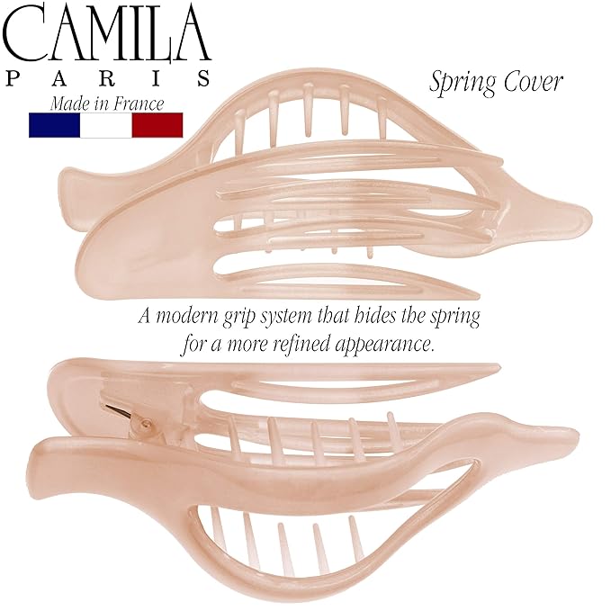 Camila Paris CP2399 French Hair Clips, Large Side Slide Hair Clips for Long Curly Wavy Hair, Strong Hold No Slip Grip, Girls Hair Claw Clips for Women, Styling Girls Hair Accessories, Made In France