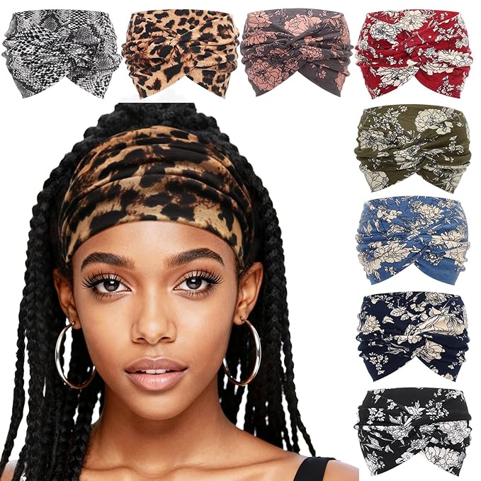 Extra Wide Headbands for Women Large Turban Headband Non Slip Boho Elastic Hairband Hair Twisted Knot Head Bands Accessories