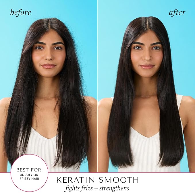 HASK Keratin Smoothing Shampoo + Conditioner Set | For All Hair Types, Sulfate-Free, Paraben-Free, Gluten-Free, Cruelty-Free, Color Safe | 12oz each
