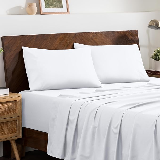Bare Home Microfiber Pillow Cases - Queen Size Set of 2 - Cooling Pillowcases - Double Brushed - Easy Care - Envelope Closure (Queen Pillowcase Set of 2, White)