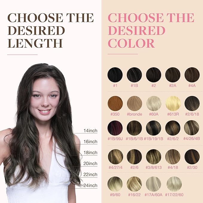 GOO GOO Tape in Hair Extensions Human Hair, 1C Mocha Brown, 20inch 50g 20pcs, Skin Weft Seamless Invisible, Silky Straight with Thick Ends, Remy Human Hair