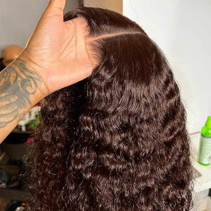 SKINLIKE Real HD Lace Wig, Deep Wave Lace Front Wigs Human Hair, 13x6 HD Full Lace Frontal Wigs 0.10mm Ultra-thin Pre-Plucked Invisible Lace Chocolate Brown Human Hair Wig 20 Inch