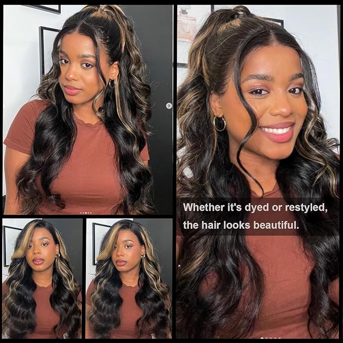 Lemoda Malaysian Body Wave 13x4 Full Lace Frontal Virgin Human Hair Wigs 210% Density Body Wave HD Transparent Lace Front Wig 26Inch Unprocessed Virgin Human Hair Natural Black