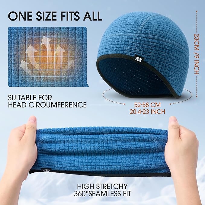 Skull Cap Helmet Liner, Winter Thermal Cycling Cap for Men & Women, Lightweight Cycling Hat for Biking Running Outdoor Work