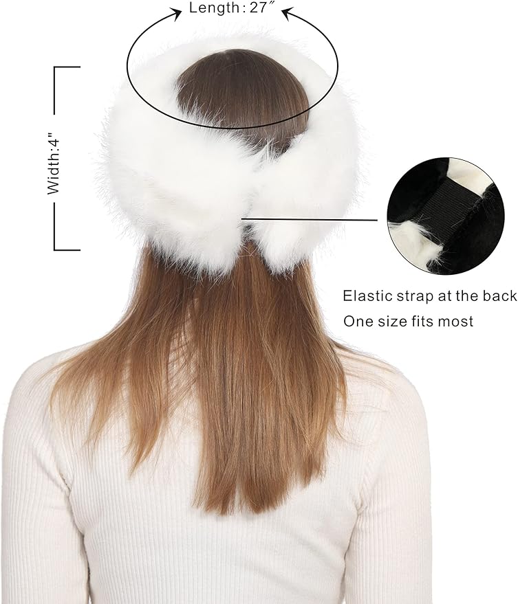 Faux Fur Headband for Women Winter Earwarmer Earmuff with Elastic