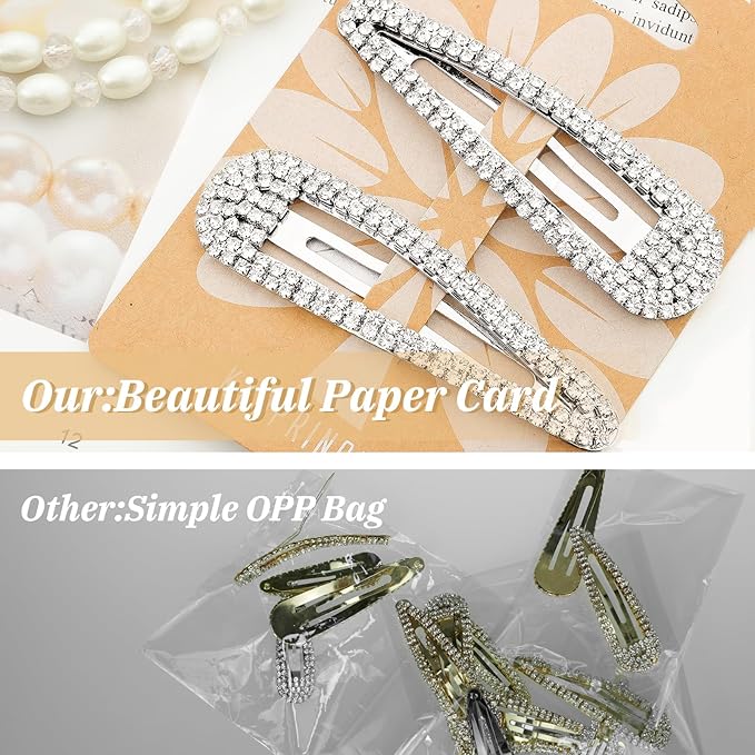 Hair Clip, 2Pcs 2.4Inch Rhinestone, Silver, Hair Barrettes for Women Girls Bridal, Wedding, Party, Prom