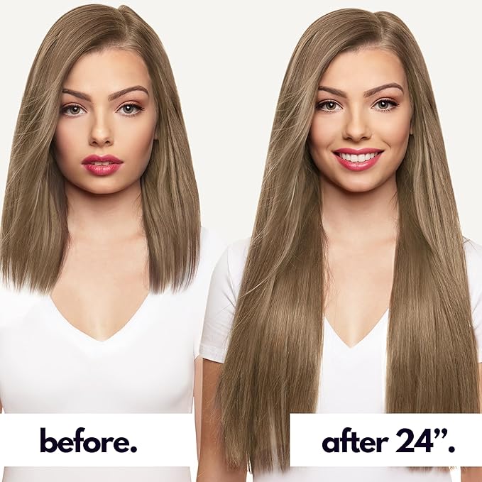 Irresistible Me Real Human Hair Extensions Clip Ins – 100% Human Hair Clip In Extensions for Length & Volume – Invisible Extension – Heat Resistant & Dyeable – Ash Blonde, 24 Inches
