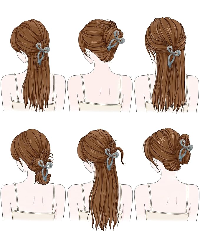 Mesovor 4 Pack Bow Hair Claw Clips for Women, Nonslip 4.3" Large Hair Grip Clawclips for Thin and Thick | Bowknot Hair Strong Hold Hair Jaw Clamps Gifts (Pink, Blue, Yellow, Gray)