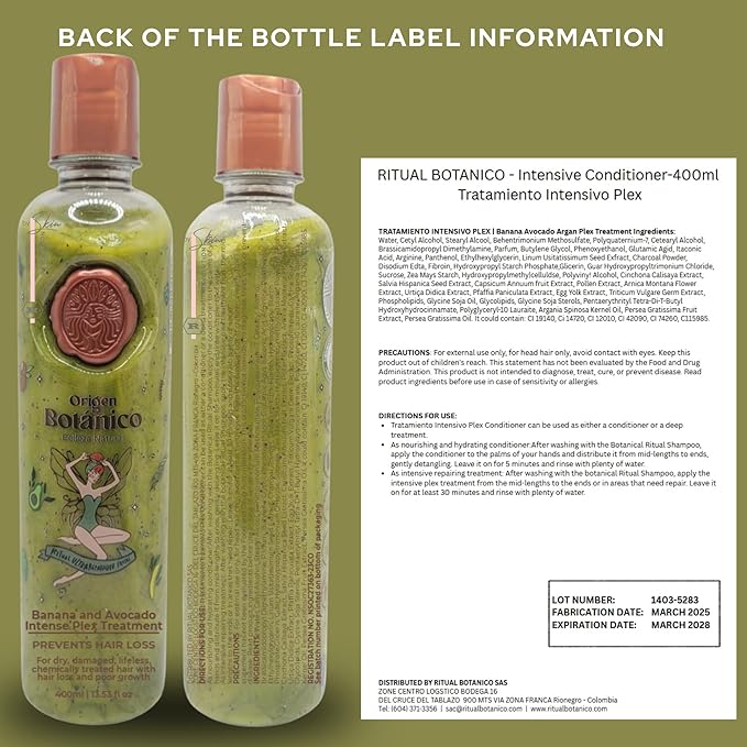 Ritual Botánico Keratina Orgánica | Treatment to Straighten, Repair and Relax Hair | Natural, Organic & Vegan | Product of Colombia | Tratamiento Plex, 400 ml/13.52 Fl Oz (2 Count)