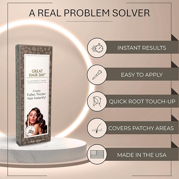 Joan Rivers Great Hair Day Root Touch Up Powder Duo - Fill-in Powder for Thicker, Fuller Looking Hair (White)