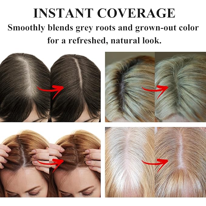 VOLLUCK Root Touch up Powder, Instant Hairline Powder for Thinning Areas and Gray Hair Coverage, Natural and Non-greasy Root Cover up for Women and Men (Red Brown, 0.35 Ounce)