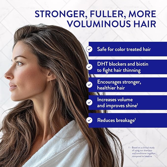 Routine Wellness Anti-Thinning Shampoo for Thinning Hair - Biotin DHT Blocker Women & Men - Color Safe Shampoo for Hair Loss & Healthy Hair - Cucumber - 14oz