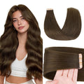 GOO GOO Tape in Hair Extensions Human Hair, #4H Light Chocolate Brown, 20inch 50g 20pcs, Skin Weft Seamless Invisible, Silky Straight with Thick Ends, Remy Human Hair