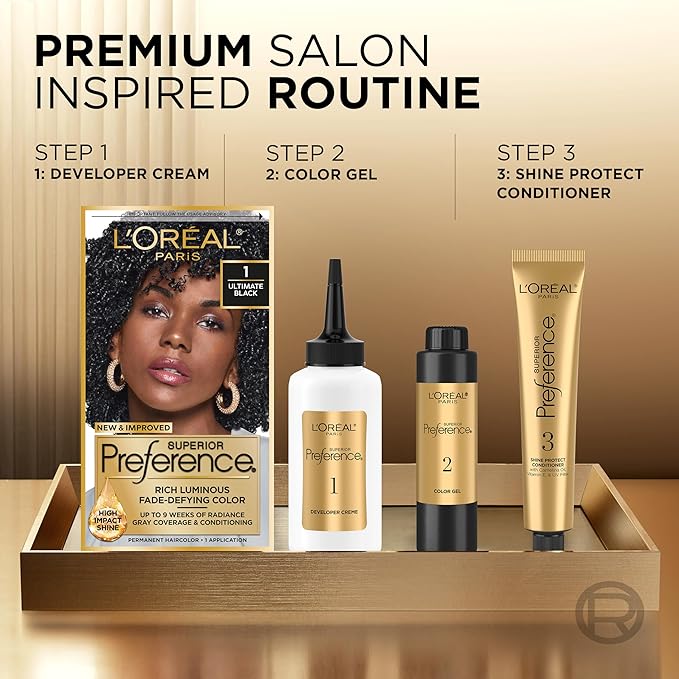 L'Oreal Paris Superior Preference Luminous Fade-Defying Permanent Hair Color, Hair Dye For Up to 9 Weeks of Radiance, Lightest Natural Blonde 9.5NB, 1 Hair Dye Kit (Pack of 3)