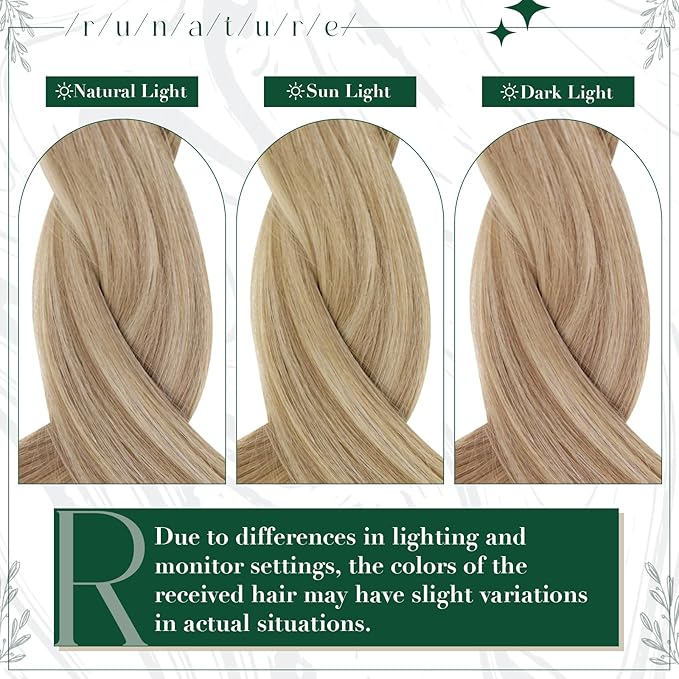 RUNATURE Human Hair Clip in Extensions, Remy Clip in Hair Extensions, Real Natural Human Hair for Short Hair Soft Straight 10 Inch 50g 3pcs #8P60 Light Brown Highlight Platinum Blonde