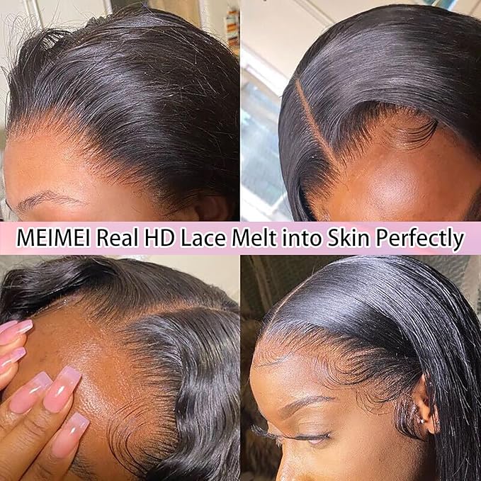 MEIMEI SKINLIKE Real HD Lace Wig Loose Deep Wave Lace Front Wigs Human Hair Pre Plucked Bleached Knots 200% Density Ultra-thin Invisible HD Lace 13x4 Loose Wave Wigs Human Hair for Women 24 Inch