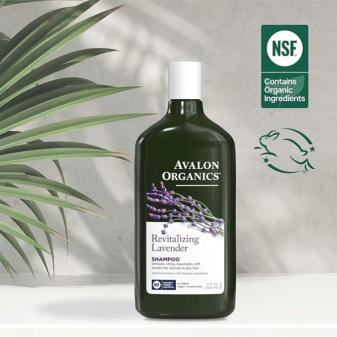 Avalon Organics Revitalizing Lavender Shampoo, For Smooth, Shiny, Touchably Soft Hair For Normal To Dry Hair, 11 Fluid Ounces