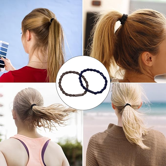 MEMOVAN Hair Tie Bracelets 24pcs Boho Ponytail Holders - Seamless Braided Elastic Cotton Hair Bands for Women, Girls, Thick, Thin, and Curly Hair