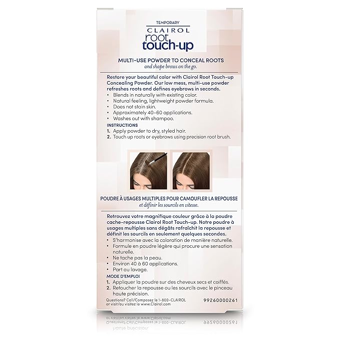 Clairol Root Touch-Up Temporary Concealing Powder, Medium Brown Hair Color, Pack of 1