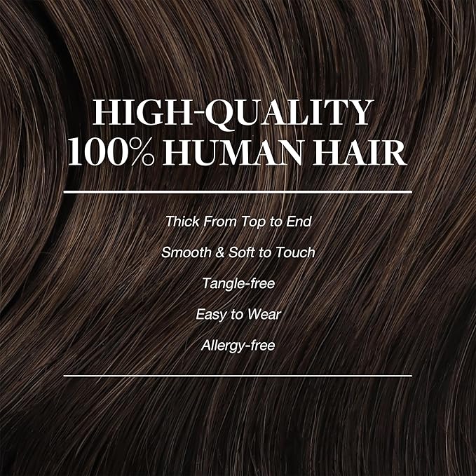 GOO GOO Clip in Hair Extensions Real Human Hair, Remy Human Hair Extensions Clip ins for Women, Natural Human Hair, 16inch 150g 9Pcs, 2A Light Brown