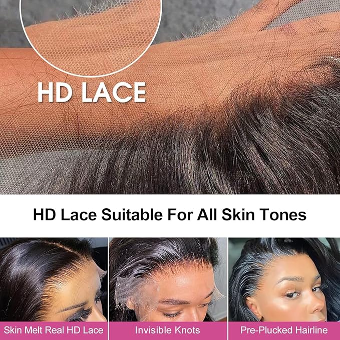 210% Density 13x6 Full Lace Frontal Wigs Human Hair 12A Deep Wave Brazilian Virgin Human Hair Pre Plucked HD Transparent Lace Glueless Wigs 26 Inch