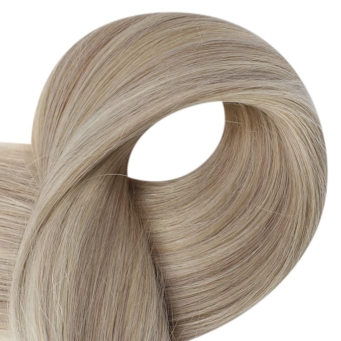 Full Shine Tape in Hair Extensions Human Hair Color 18 Ash Blonde Highlight 613 Blonde Invisible 22Inch Seamless Tape in Extensions Double Sided Remy Human Hair 50Gram Glue in 20 Pcs for Short Natural
