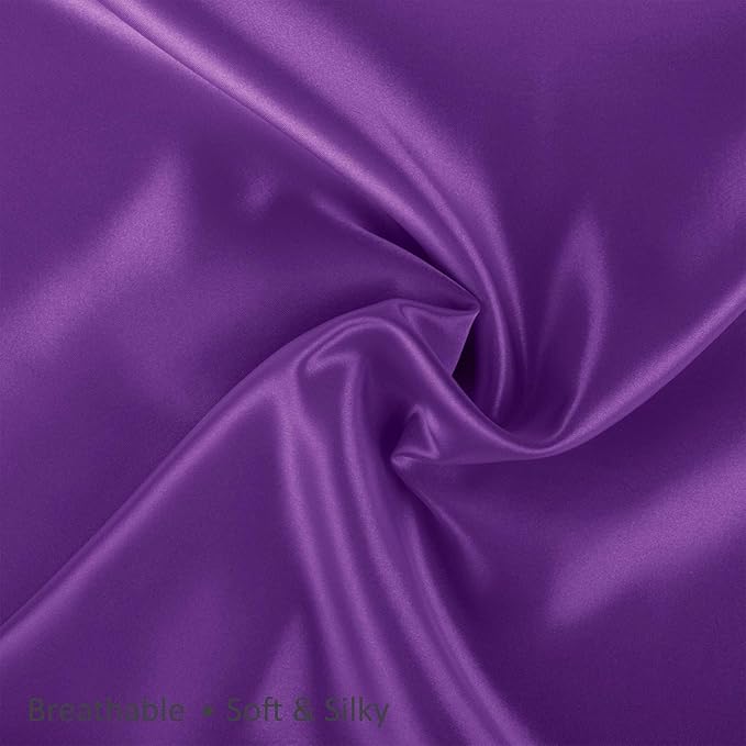 BLISSFORD Purple Satin Pillowcase with Zipper, for Hair and Skin Care, Feels Soft and Cool Like a Silk Pillowcase, Satin Pillow Cases 2 Pack, Slik Pillow Cover, Grape/Purple, King Size - Set of 2