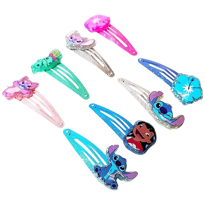 Disney Stitch Kids Hair Clips for Girls Snap Clips 8 Pack Multi Color Ages 3+