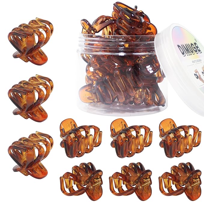 4cm Sturdy Strong Brown Octopus Claw Clips Small to Medium Hair Clips for Women and Girls, Good for Thin to Thick Hair, Half Bun, Holder Hair Tightly -9 pcs