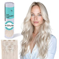 Irresistible Me Real Human Hair Extensions Clip Ins – 100% Human Hair Clip In Extensions for Length & Volume – Invisible Extension – Heat Resistant & Dyeable – Icy Blonde, 20 Inches