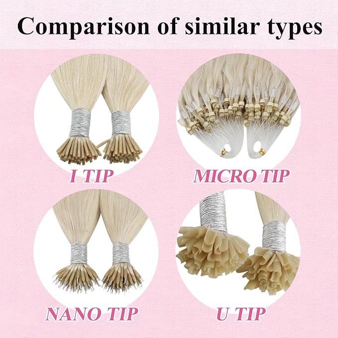 YoungSee Micro Loop Extensions Real Human Hair 24Inch Blonde Micro Link Hair Extension Human Hair Blonde Micro-Bead Extension 1g/s 50g Cold Fusion Microring Hair Extension for Wedding