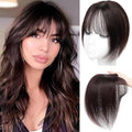 Amchoice Hair Toppers for Women Real Human Hair, Bangs Hair Clip 360° 3D Cover Bangs, Human Hair Toppers for Women Daily(Chestnut, 3D Wispy Bangss (5 * 9))