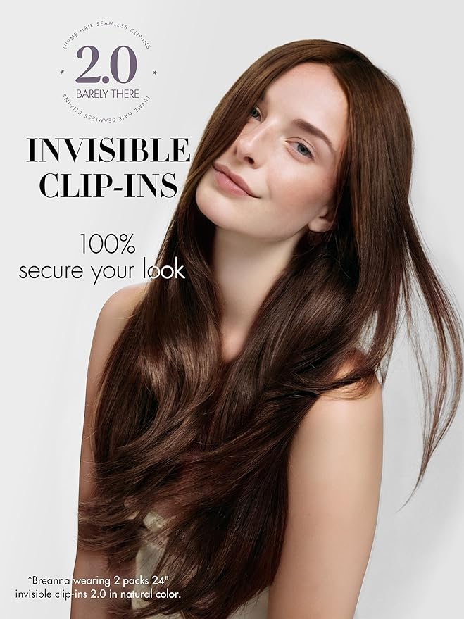 LUVME Invisible Clip in Hair Extensions Real Human Hair, 24 inch 110g 6Pcs, Natural Remy Human Hair Extensions Clip ins for Women, Natural Human Hair Silky Straight Highlight No.2