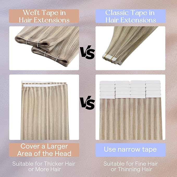 Full Shine Blonde Tape in Hair Extensions Human Hair Color 18 Ash Blonde And 613 Blonde Tape in Weft Hair Extensions Human Hair Invisible Skin Weft Tape ins 24Inch 50G One Piece Natural for Full Head