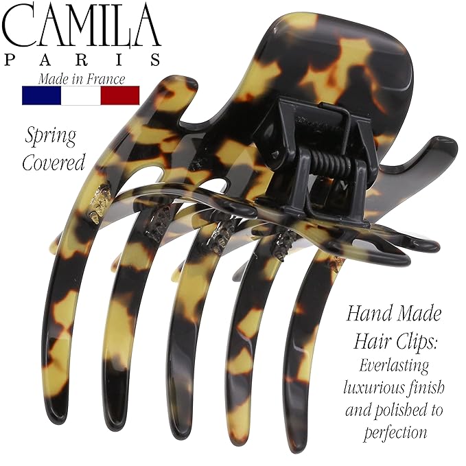 Camila Paris CP3472 French Hair Clip for Women, Hand-Made Hair Side Clips, 3 inch Girls Hair Claw Clips Jaw Fashion Durable Styling Hair Accessories for Women, Strong Hold No Slip Grip, Made in France