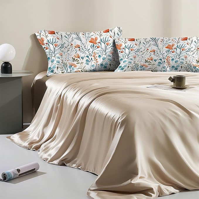 Satin Pillowcase 1 Pack-Watercolor Flowers Small Floral Silky Pillow Cover for Hair and Skin,King Size 20x36 Inch Soft Cooling Printed Pillow Cases with Hidden Zipper,Gifts for Women Men