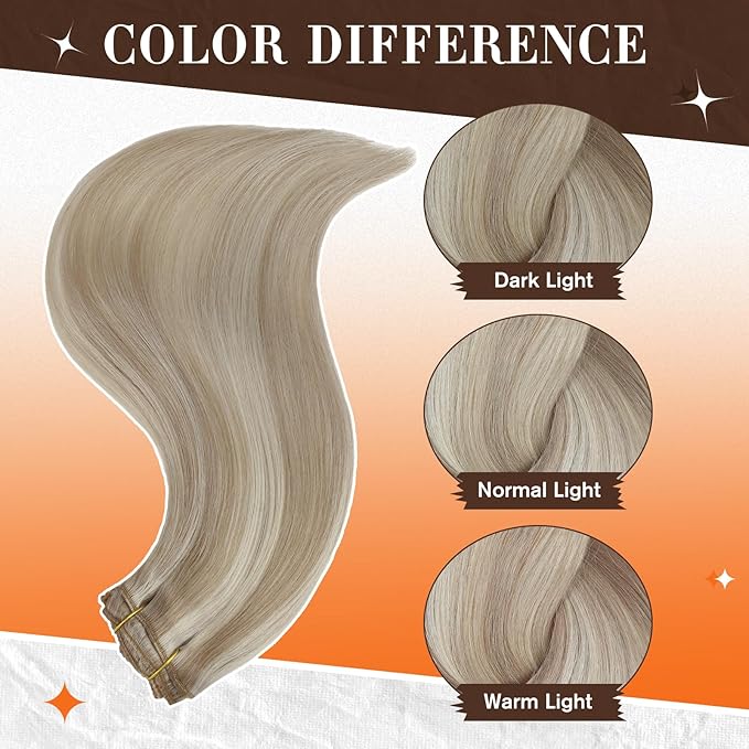 Full Shine Clip in Extensions Golden Blonde Highlight Medium Blonde Clip in Hair Extensions for Women Straight Invisible Clip ins Softness 12 Inch 3 PCS 60 G