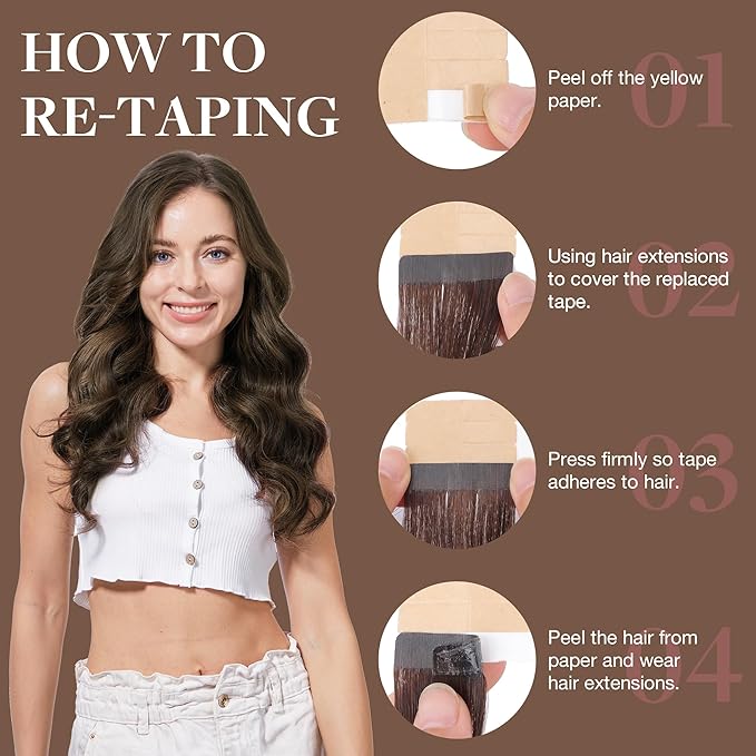 GOO GOO Tape in Hair Extensions Human Hair, 1B/6/1B Balayage Natural Black to Chestnut Brown, 20inch 30g 10pcs, Skin Weft Seamless Invisible, Silky Straight with Thick Ends, Remy Human Hair