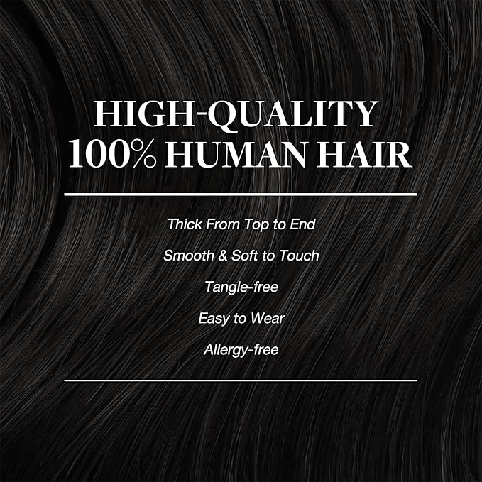 GOO GOO Clip in Hair Extensions Real Human Hair, Remy Human Hair Extensions Clip ins for Women, Natural Human Hair, 20inch 150g 9Pcs, 1B Natural black