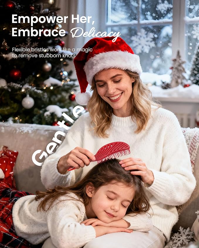 Christmas Gift for Women & Teen Girls, Stocking Stuffers – AIMIKE 2pcs Painless Detangler Hair Brush Set with Soft Bristles, Extra Gentle Wet & Dry Brush for Fine or Sensitive Hair
