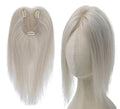 8x11cm Breathable Hair Topper, 12 inches 35g 120% Density Real Human Hair, 3 Non-Slip BB Clips, Wearable on Left, Right & Middle Part, Versatile Styling for Hair Loss & Volume Boost (Grey)