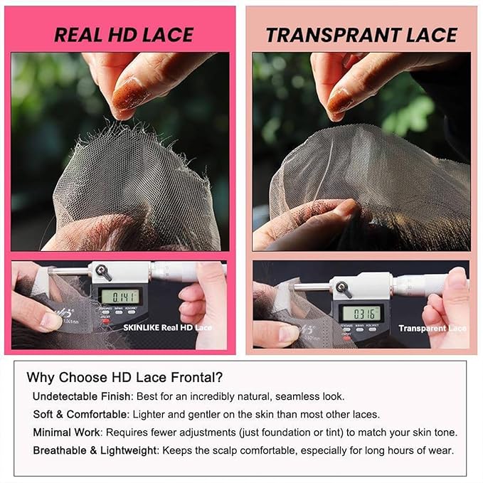 WOWANGEL 13x6 HD Lace Front Wigs Human Hair Body Wave Pre Plucked SKINLIKE 0.1mm Extremely Thin Real HD Lace Front Wigs 250% Density Glueless Human Hair Wigs for Women 16 Inch