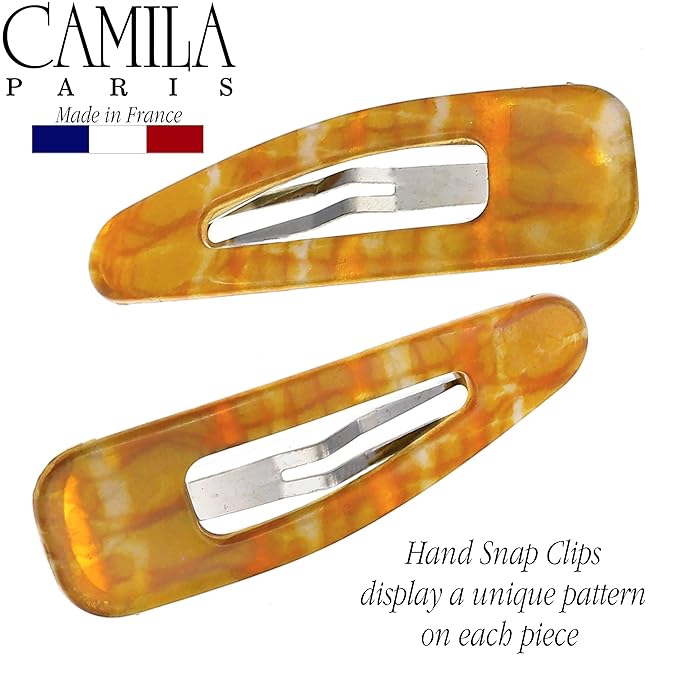 Camila Paris CP3092 French Hair Barrettes Clips, Snap Hair Slides Clic Clac for Women, Styling Girls Side Slide-in Metal Snap Pin Hair Accessories for Women. Strong Hold, No Slip Grip, Made in France