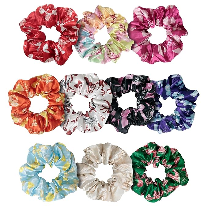 cute design scrunchies for all hair type elastic hair band great for ponytails XL srcunchies set these soft hair ties is great for every occasion (ribbon)