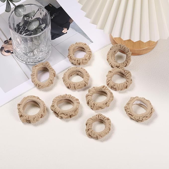 WantGor Hair Ties, Women 10PCS Hair Bands No Damage Elastic Scrunchies Seamless Ponytail Holders Hair Accessories Head Bands for Women's Thick Thin Hair (Khaki)