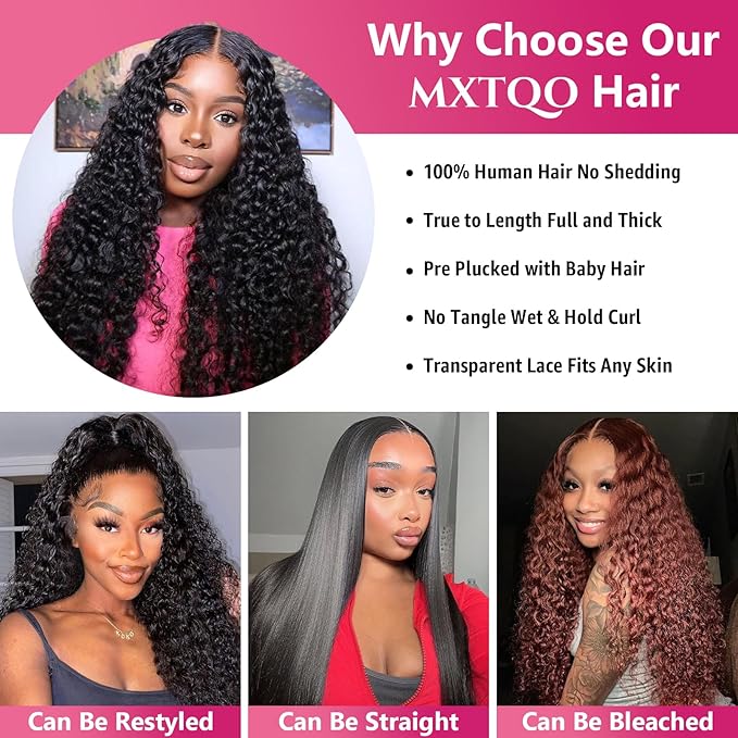 13x6 Lace Front Wigs Human Hair 200 Density Deep Wave HD Lace Front Wigs Human Hair Curly Glueless Wigs Human Hair Pre Plucked 13x6 HD Frontal Lace Front Wigs for Women (24 Inch)