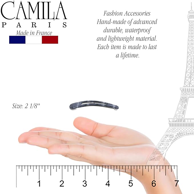 Camila Paris CP3094 French Hair Barrettes Clips, Snap Hair Slides Clic Clac for Women, Styling Girls Side Slide-in Metal Snap Pin Hair Accessories for Women. Strong Hold, No Slip Grip, Made in France