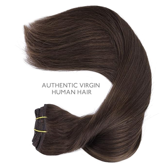 WENNALIFE Clip in Hair Extensions Real Human Hair, 24 Inch 160g 7pcs Light Dark Brown Remy Hair Straight Natural Extensiones De Cabello Humano Con Clip Ins