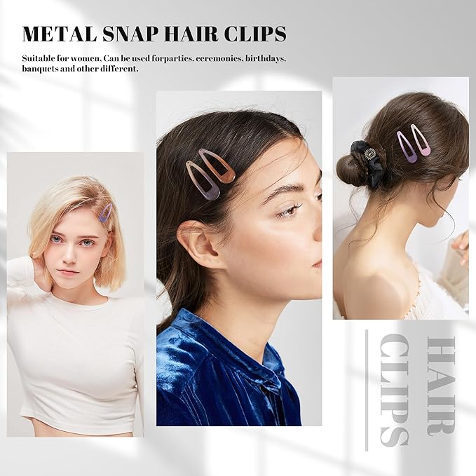 20 PCS Metal Snap Hair Clips Water Drop No Slip Barrettes for Women Bright Small Hair Clips For Thick And Thin Fine Hair,Multicolor,1.97 x 0.5 In.
